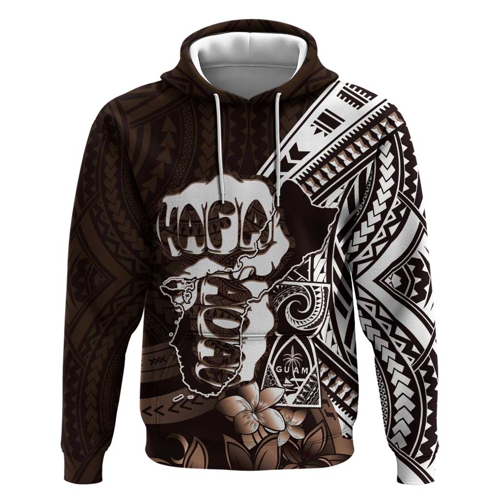 Hafa Adai Guam Discovery Day Hoodie Chamorro Latte Stone Hand Brown Version