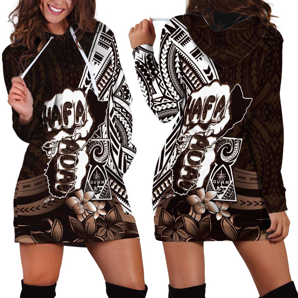 Hafa Adai Guam Discovery Day Hoodie Dress Chamorro Latte Stone Hand Brown Version LT14 - Polynesian Pride
