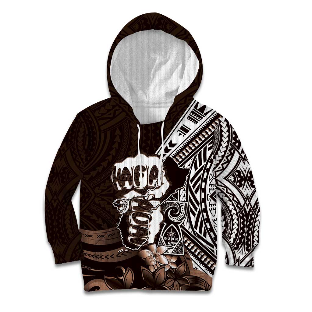 Hafa Adai Guam Discovery Day Kid Hoodie Chamorro Latte Stone Hand Brown Version LT14 Hoodie Brown - Polynesian Pride