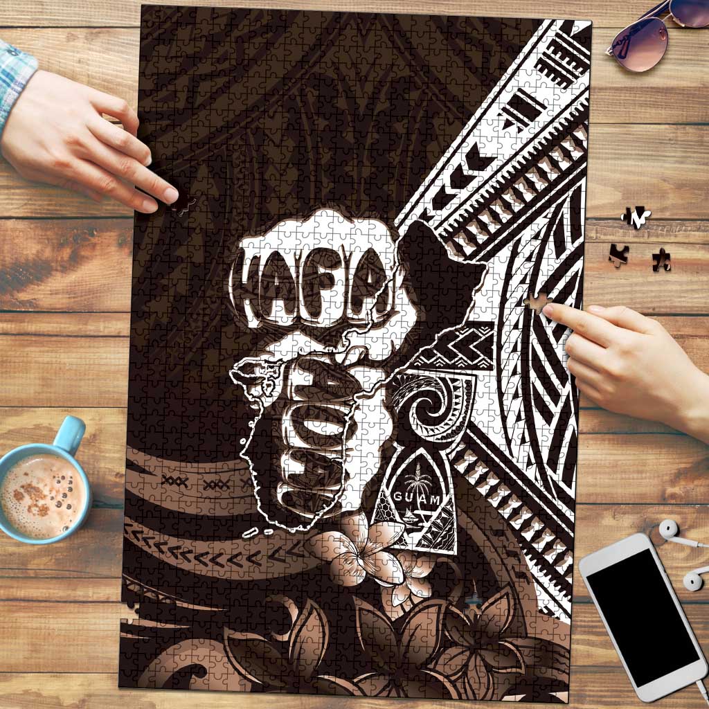 Hafa Adai Guam Discovery Day Puzzle Chamorro Latte Stone Hand Brown Version LT14 Brown - Polynesian Pride