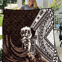 Hafa Adai Guam Discovery Day Quilt Chamorro Latte Stone Hand Brown Version LT14 Brown - Polynesian Pride