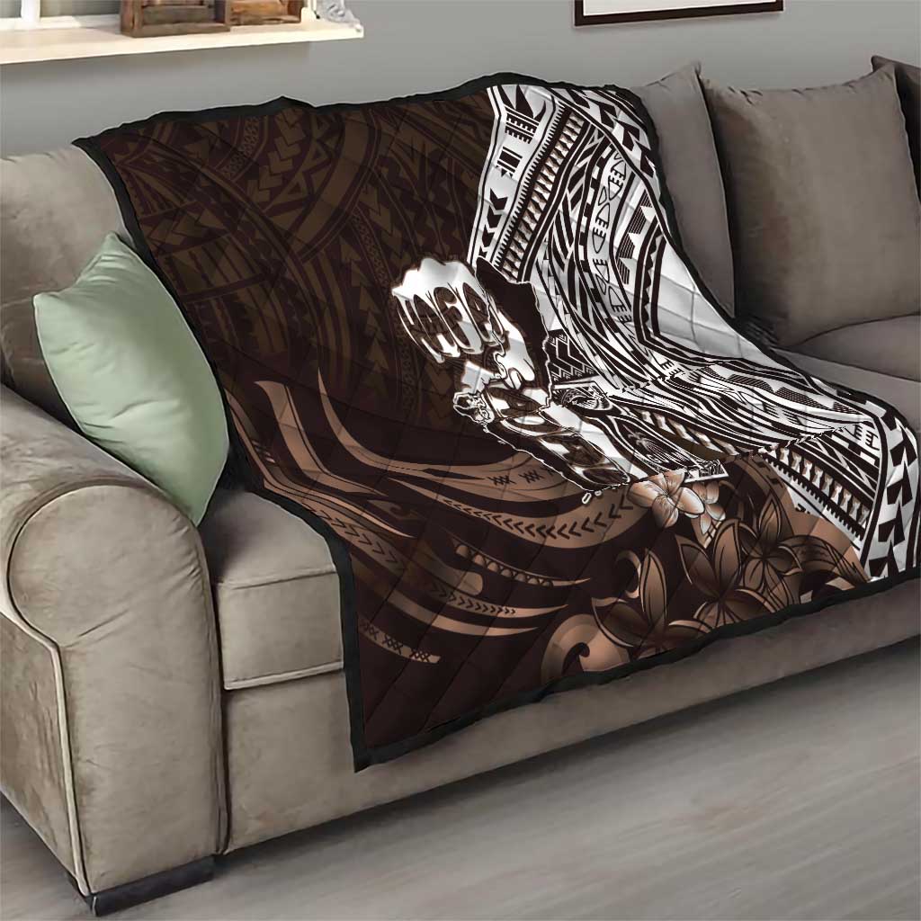 Hafa Adai Guam Discovery Day Quilt Chamorro Latte Stone Hand Brown Version LT14 - Polynesian Pride
