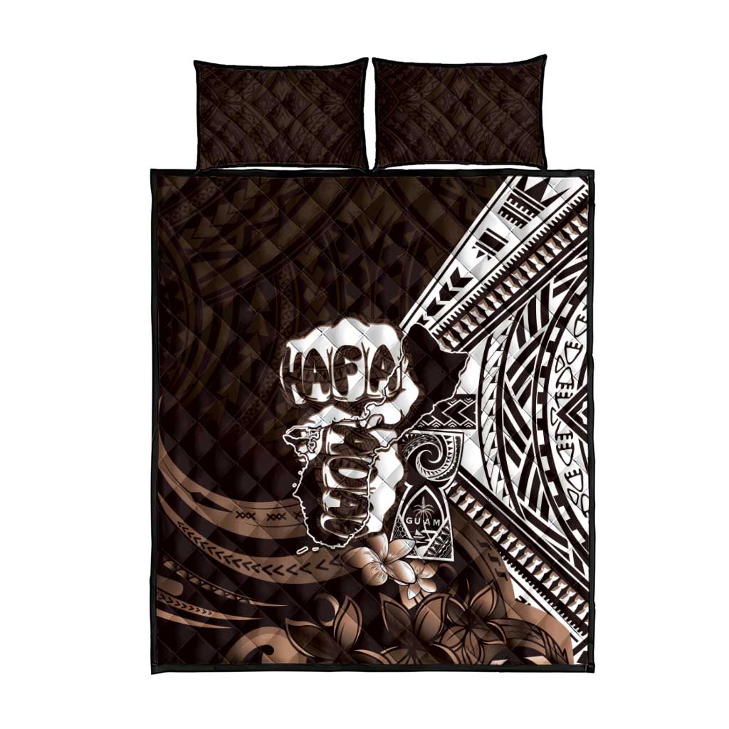 Hafa Adai Guam Discovery Day Quilt Bed Set Chamorro Latte Stone Hand Brown Version