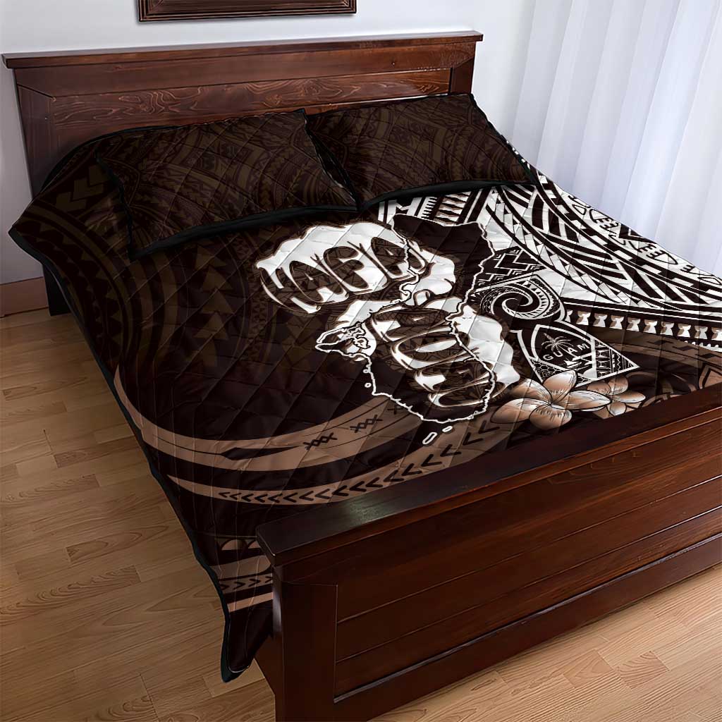 Hafa Adai Guam Discovery Day Quilt Bed Set Chamorro Latte Stone Hand Brown Version