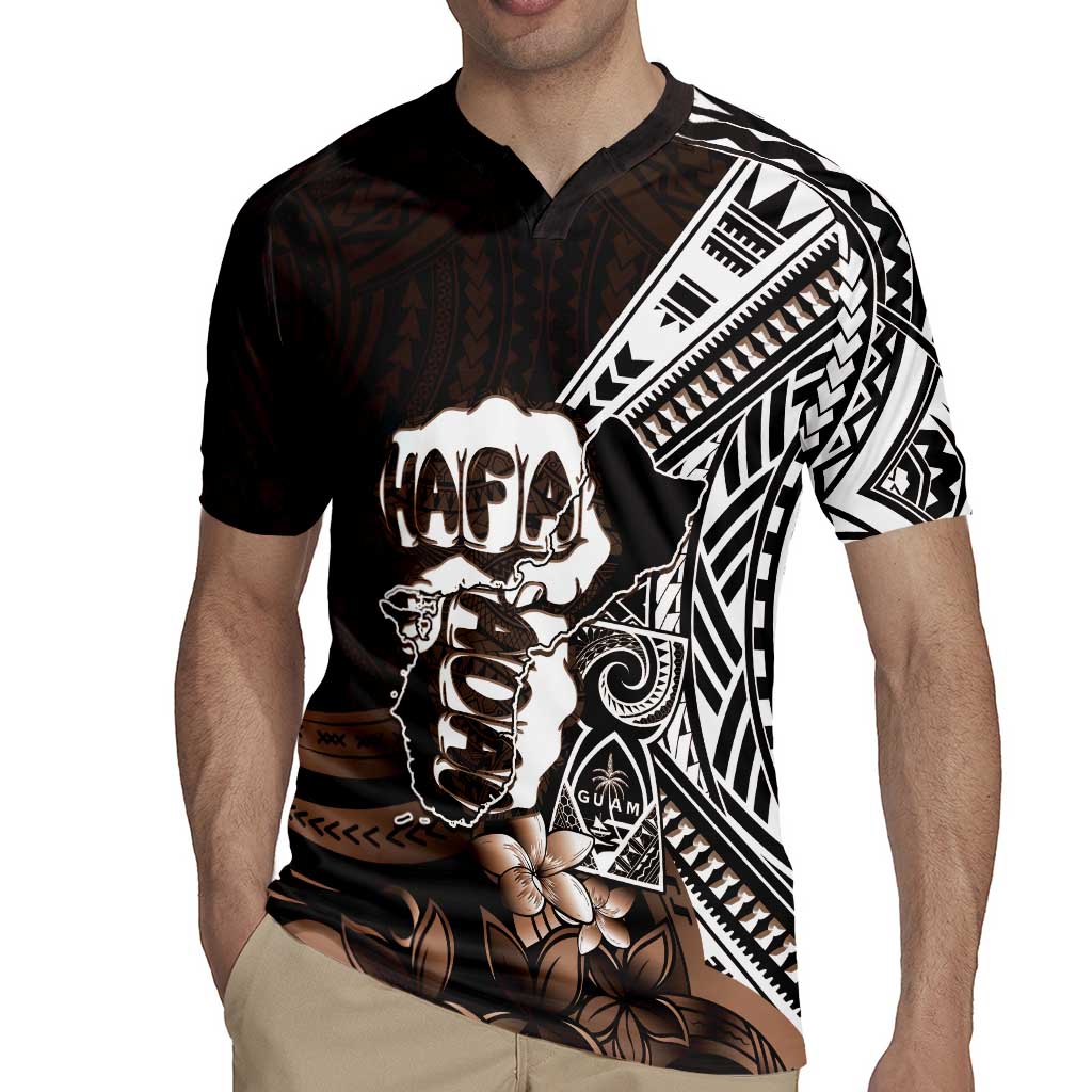 Hafa Adai Guam Discovery Day Rugby Jersey Chamorro Latte Stone Hand Brown Version