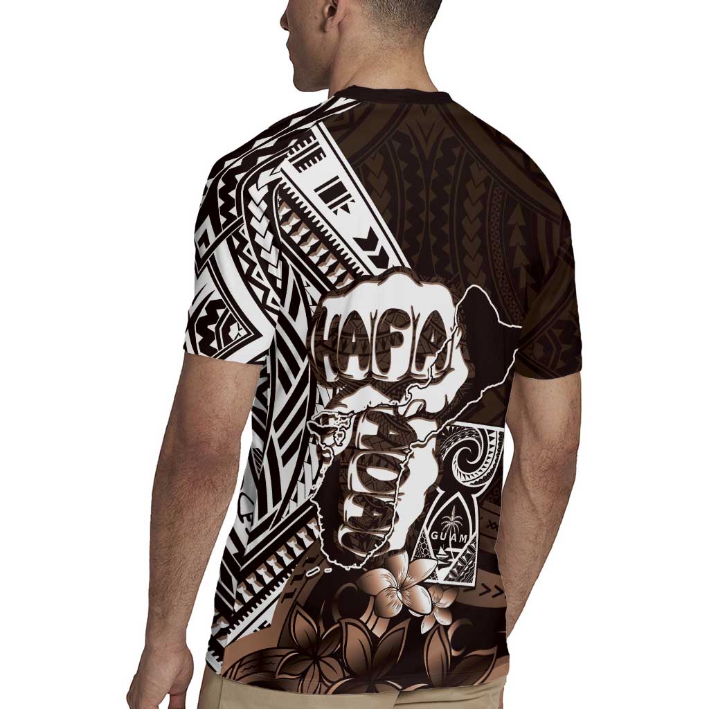 Hafa Adai Guam Discovery Day Rugby Jersey Chamorro Latte Stone Hand Brown Version