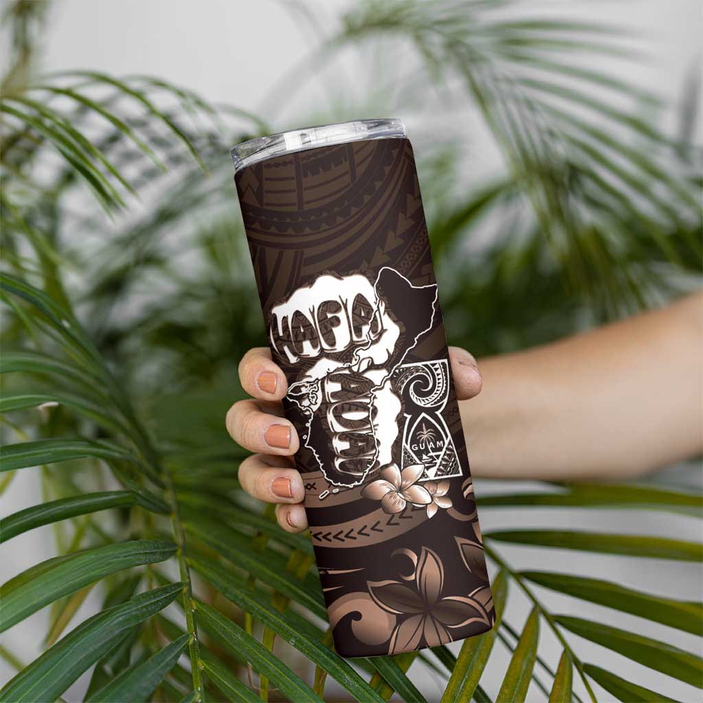Hafa Adai Guam Discovery Day Skinny Tumbler Chamorro Latte Stone Hand Brown Version LT14 - Polynesian Pride