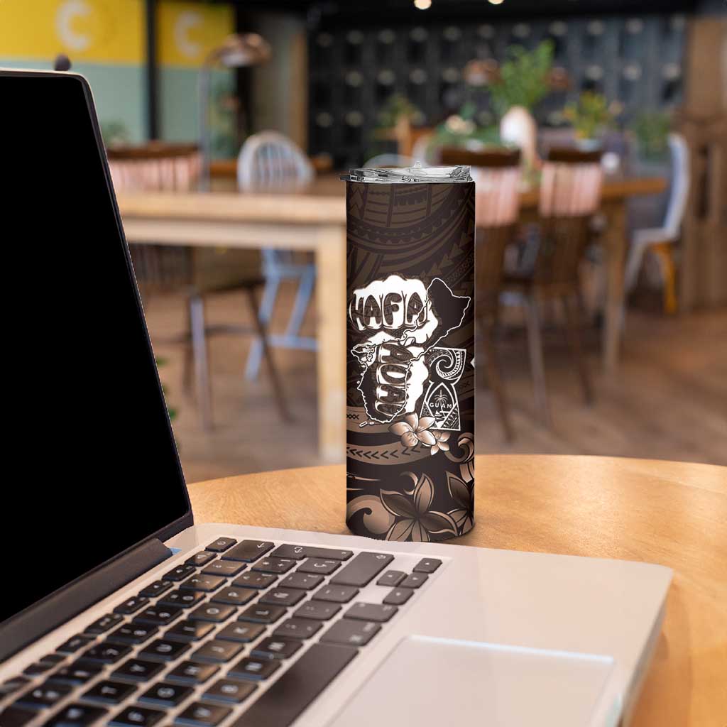 Hafa Adai Guam Discovery Day Skinny Tumbler Chamorro Latte Stone Hand Brown Version LT14 - Polynesian Pride