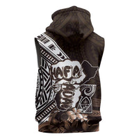 Hafa Adai Guam Discovery Day Sleeveless Zip Hoodie Chamorro Latte Stone Hand Brown Version
