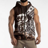 Hafa Adai Guam Discovery Day Sleeveless Zip Hoodie Chamorro Latte Stone Hand Brown Version