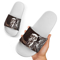 Hafa Adai Guam Discovery Day Slide Sandals Chamorro Latte Stone Hand Brown Version