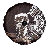 Hafa Adai Guam Discovery Day Spare Tire Cover Chamorro Latte Stone Hand Brown Version