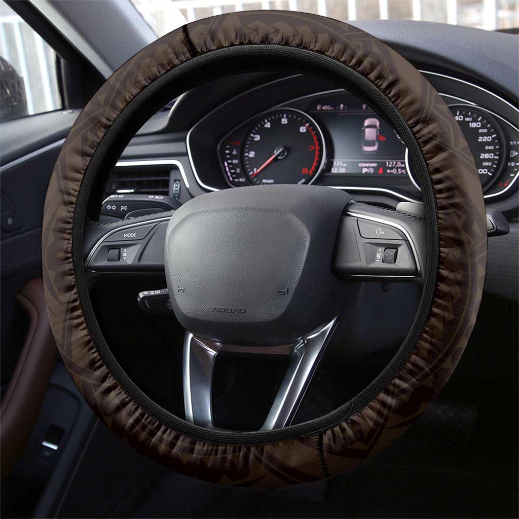 Hafa Adai Guam Discovery Day Steering Wheel Cover Chamorro Latte Stone Hand Brown Version LT14 - Polynesian Pride