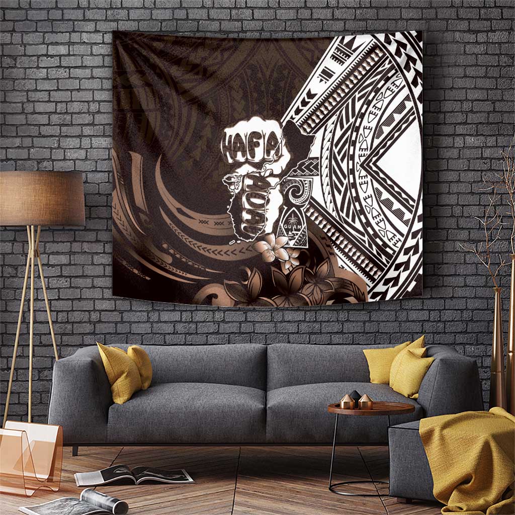 Hafa Adai Guam Discovery Day Tapestry Chamorro Latte Stone Hand Brown Version LT14 Brown - Polynesian Pride