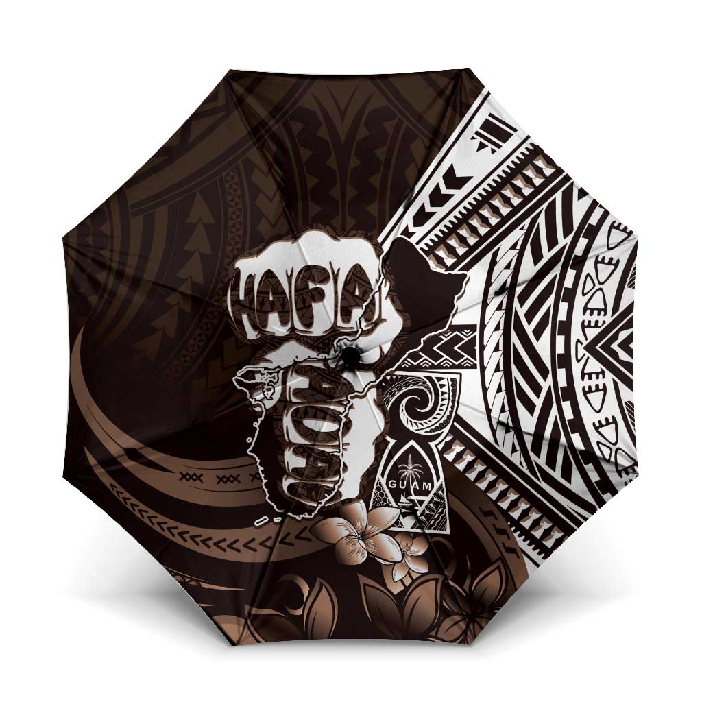 Hafa Adai Guam Discovery Day Umbrella Chamorro Latte Stone Hand Brown Version LT14 One Size Folded 11.42 inch Opened Diameter 37.4 inch Brown - Polynesian Pride
