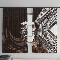 Hafa Adai Guam Discovery Day Window Curtain Chamorro Latte Stone Hand Brown Version