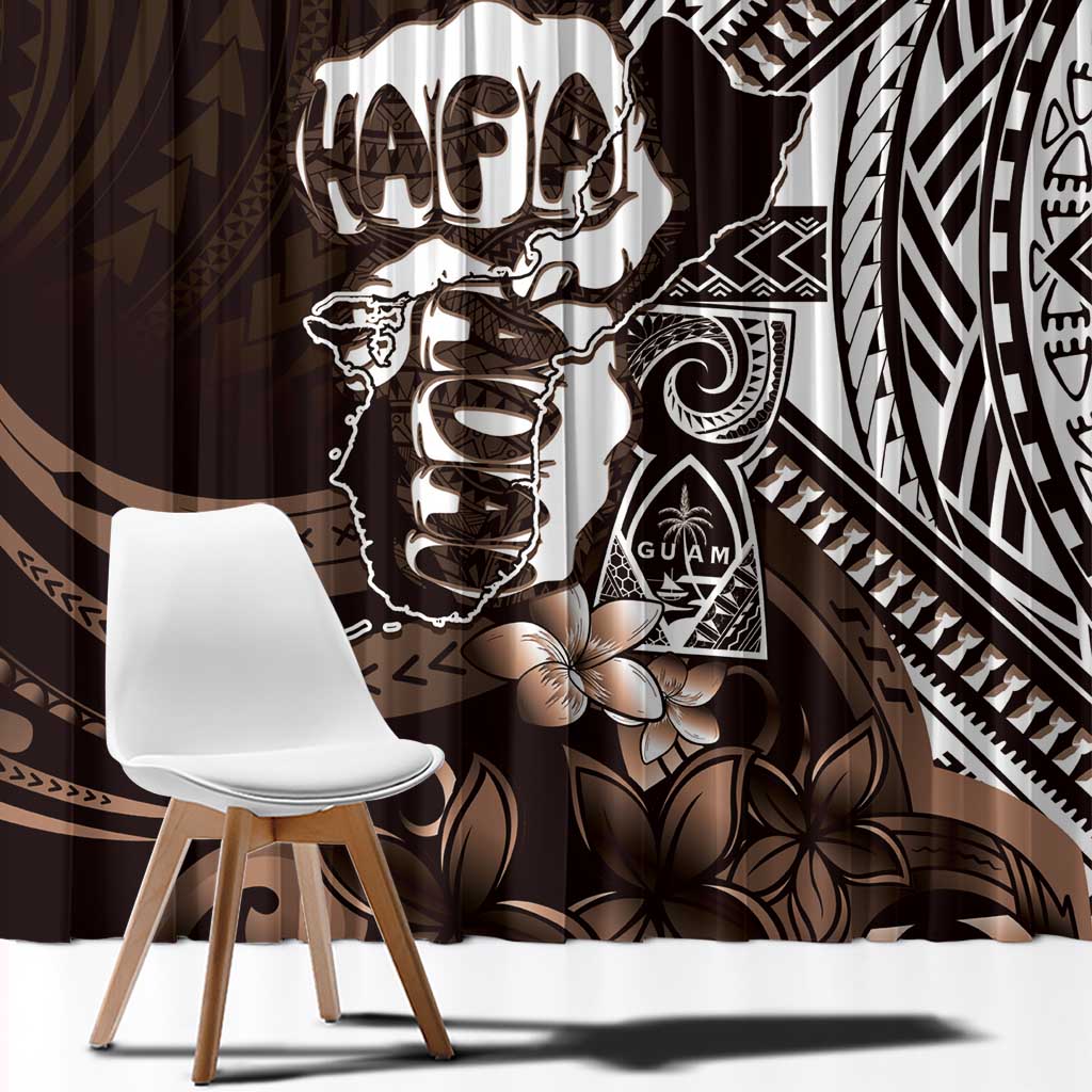 Hafa Adai Guam Discovery Day Window Curtain Chamorro Latte Stone Hand Brown Version