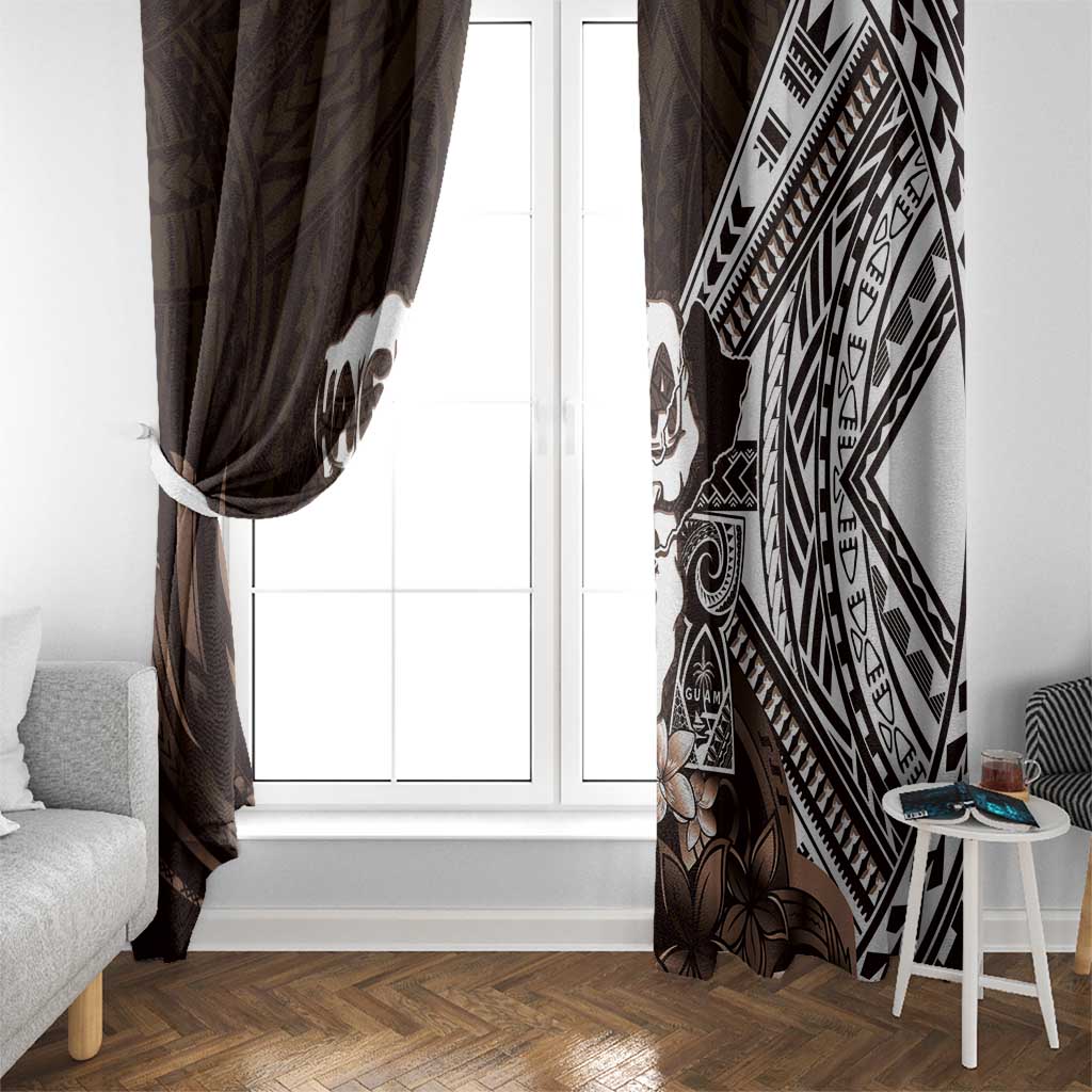 Hafa Adai Guam Discovery Day Window Curtain Chamorro Latte Stone Hand Brown Version