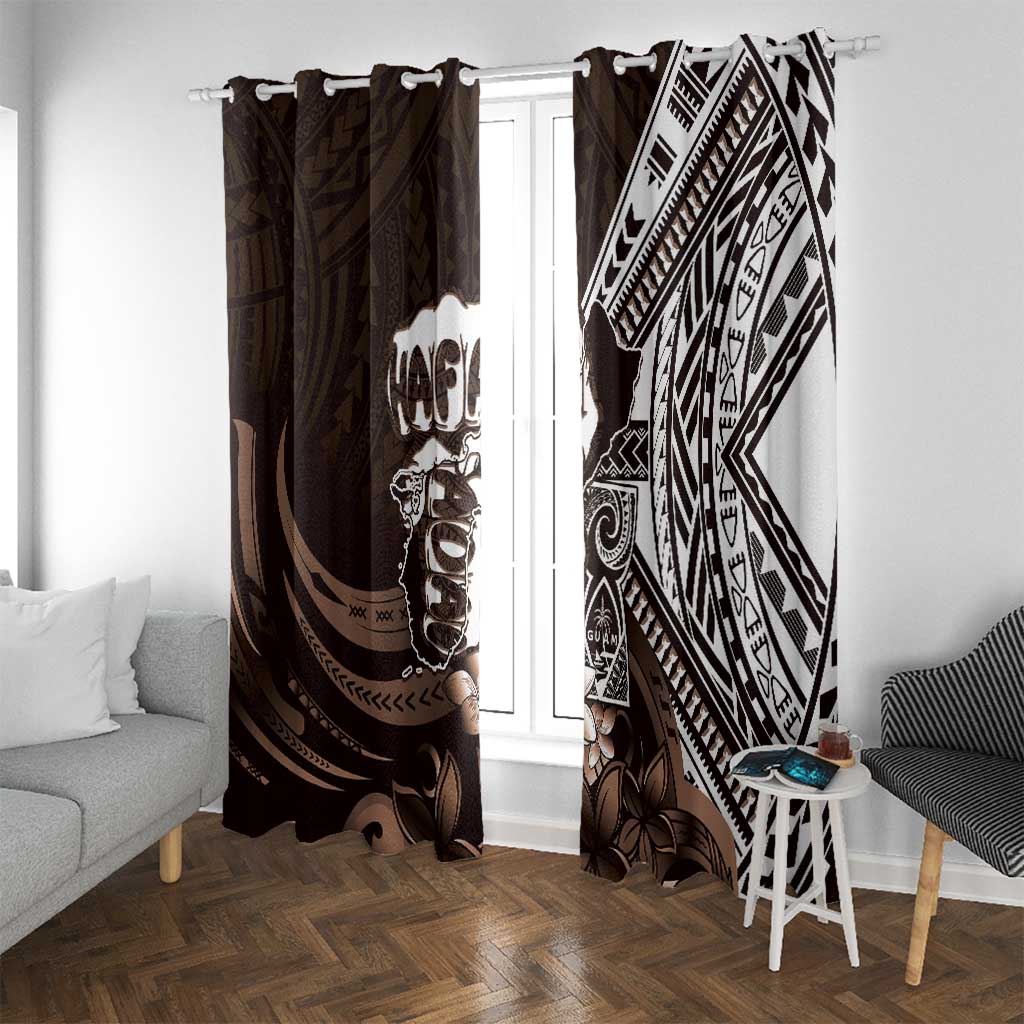 Hafa Adai Guam Discovery Day Window Curtain Chamorro Latte Stone Hand Brown Version