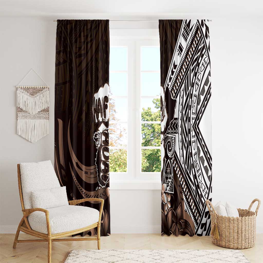 Hafa Adai Guam Discovery Day Window Curtain Chamorro Latte Stone Hand Brown Version