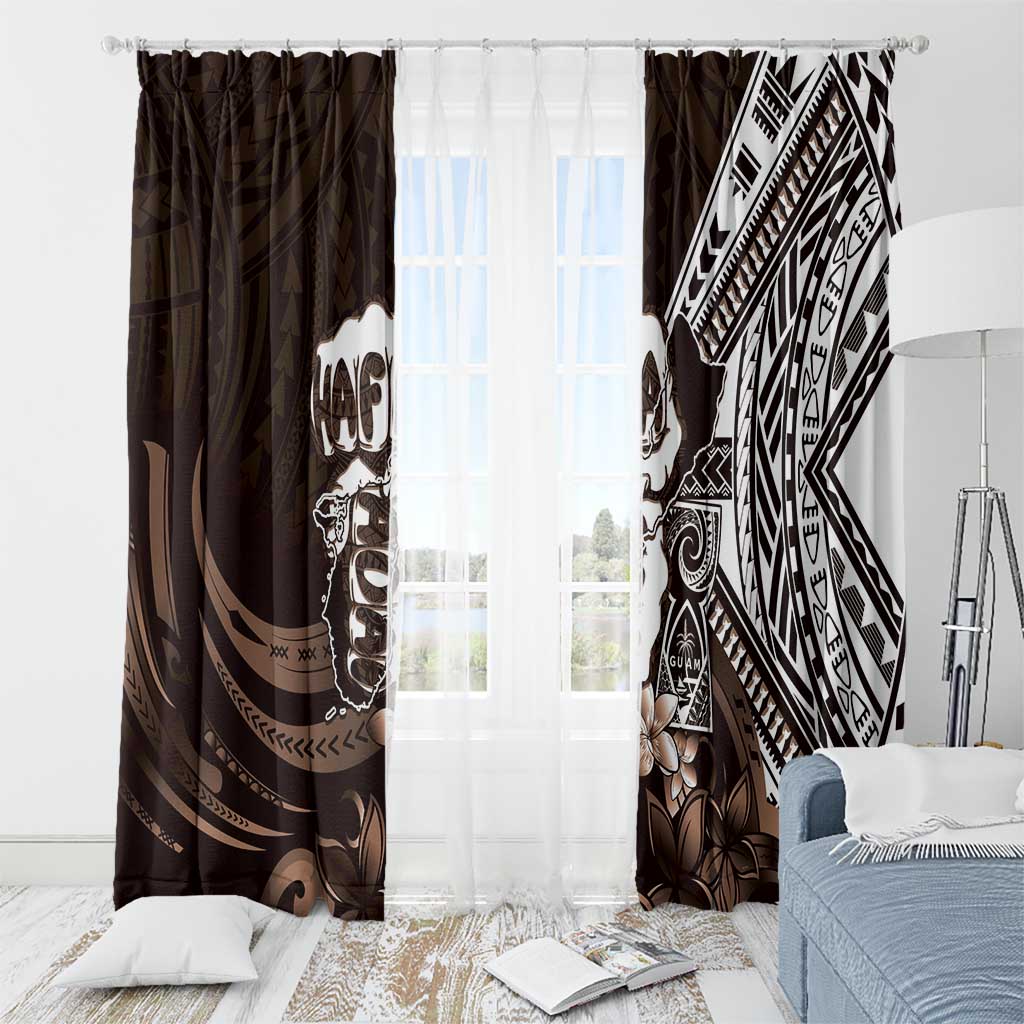 Hafa Adai Guam Discovery Day Window Curtain Chamorro Latte Stone Hand Brown Version