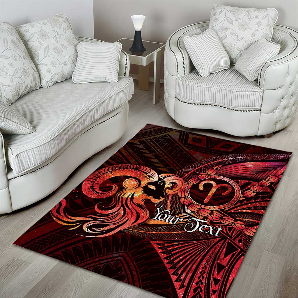Personalised Polynesia Zodiac Aries Area Rug Galaxy Polynesian Pattern Chest Tattoo Style LT14 - Polynesian Pride