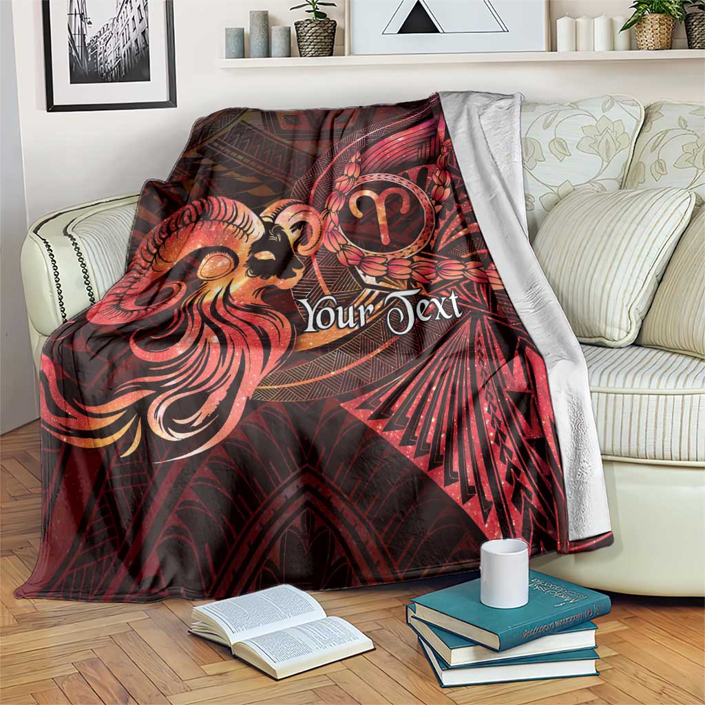 Personalised Polynesia Zodiac Aries Blanket Galaxy Polynesian Pattern Chest Tattoo Style
