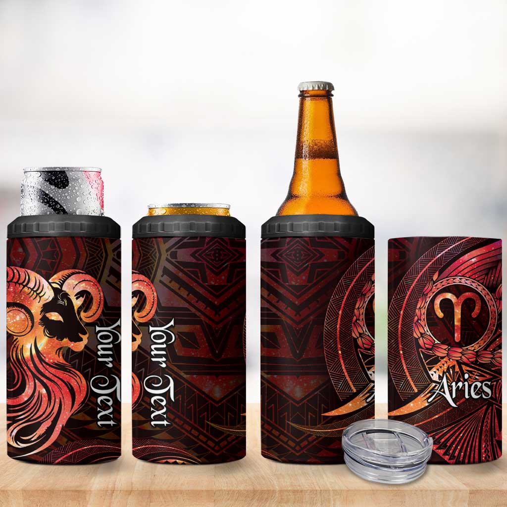 Personalised Polynesia Zodiac Aries 4 in 1 Can Cooler Tumbler Galaxy Polynesian Pattern Chest Tattoo Style LT14 - Polynesian Pride