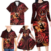 Personalised Polynesia Zodiac Aries Family Matching Long Sleeve Bodycon Dress and Hawaiian Shirt Galaxy Polynesian Pattern Chest Tattoo Style