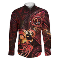 Personalised Polynesia Zodiac Aries Family Matching Long Sleeve Bodycon Dress and Hawaiian Shirt Galaxy Polynesian Pattern Chest Tattoo Style