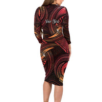 Personalised Polynesia Zodiac Aries Family Matching Long Sleeve Bodycon Dress and Hawaiian Shirt Galaxy Polynesian Pattern Chest Tattoo Style