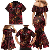 Personalised Polynesia Zodiac Aries Family Matching Mermaid Dress and Hawaiian Shirt Galaxy Polynesian Pattern Chest Tattoo Style