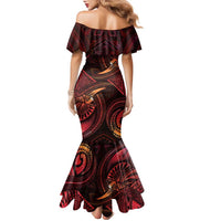 Personalised Polynesia Zodiac Aries Family Matching Mermaid Dress and Hawaiian Shirt Galaxy Polynesian Pattern Chest Tattoo Style