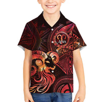 Personalised Polynesia Zodiac Aries Family Matching Mermaid Dress and Hawaiian Shirt Galaxy Polynesian Pattern Chest Tattoo Style