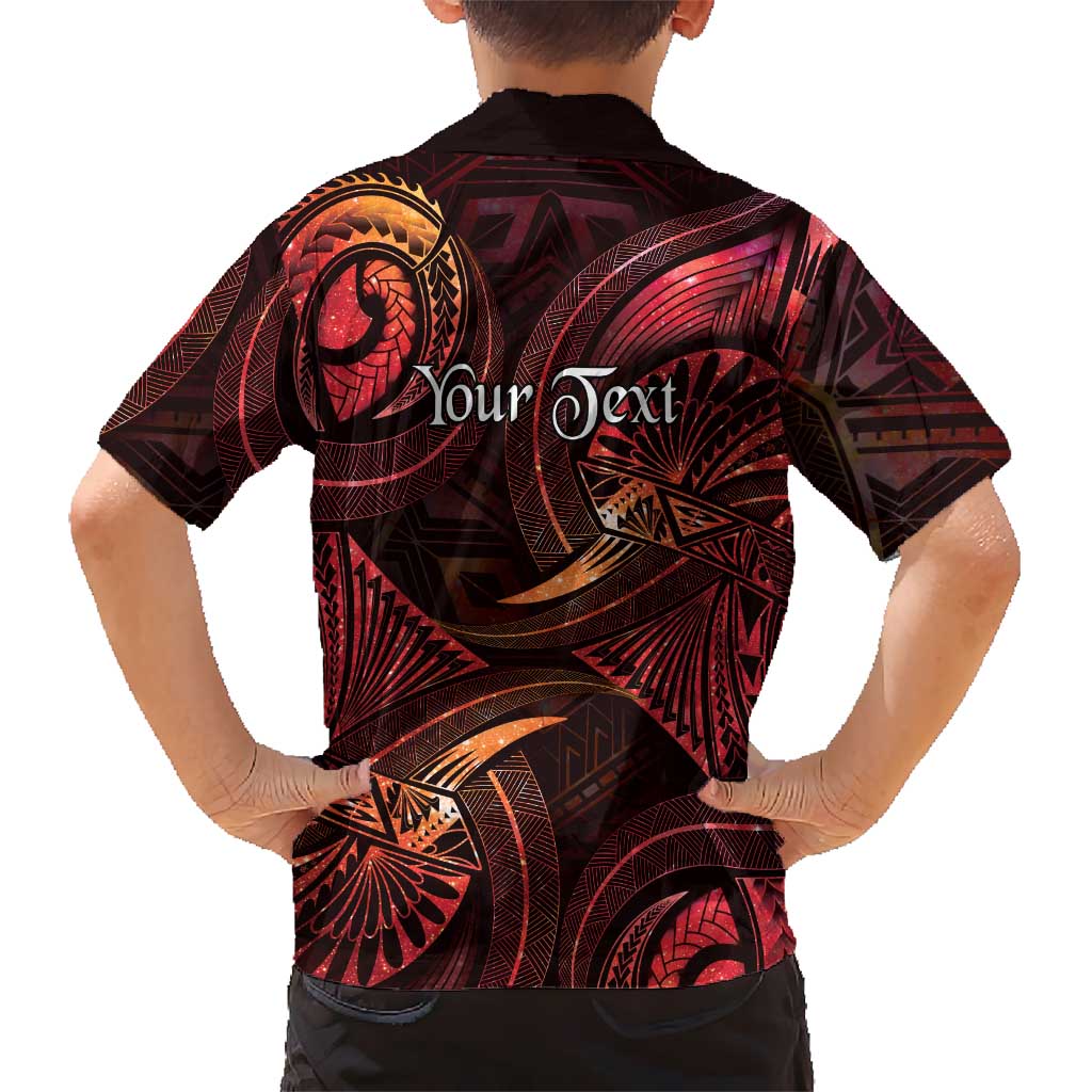 Personalised Polynesia Zodiac Aries Family Matching Off The Shoulder Long Sleeve Dress and Hawaiian Shirt Galaxy Polynesian Pattern Chest Tattoo Style