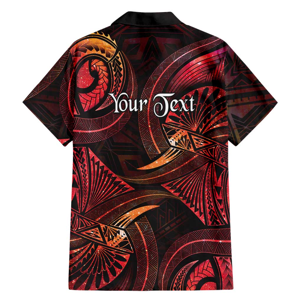 Personalised Polynesia Zodiac Aries Family Matching Off The Shoulder Long Sleeve Dress and Hawaiian Shirt Galaxy Polynesian Pattern Chest Tattoo Style
