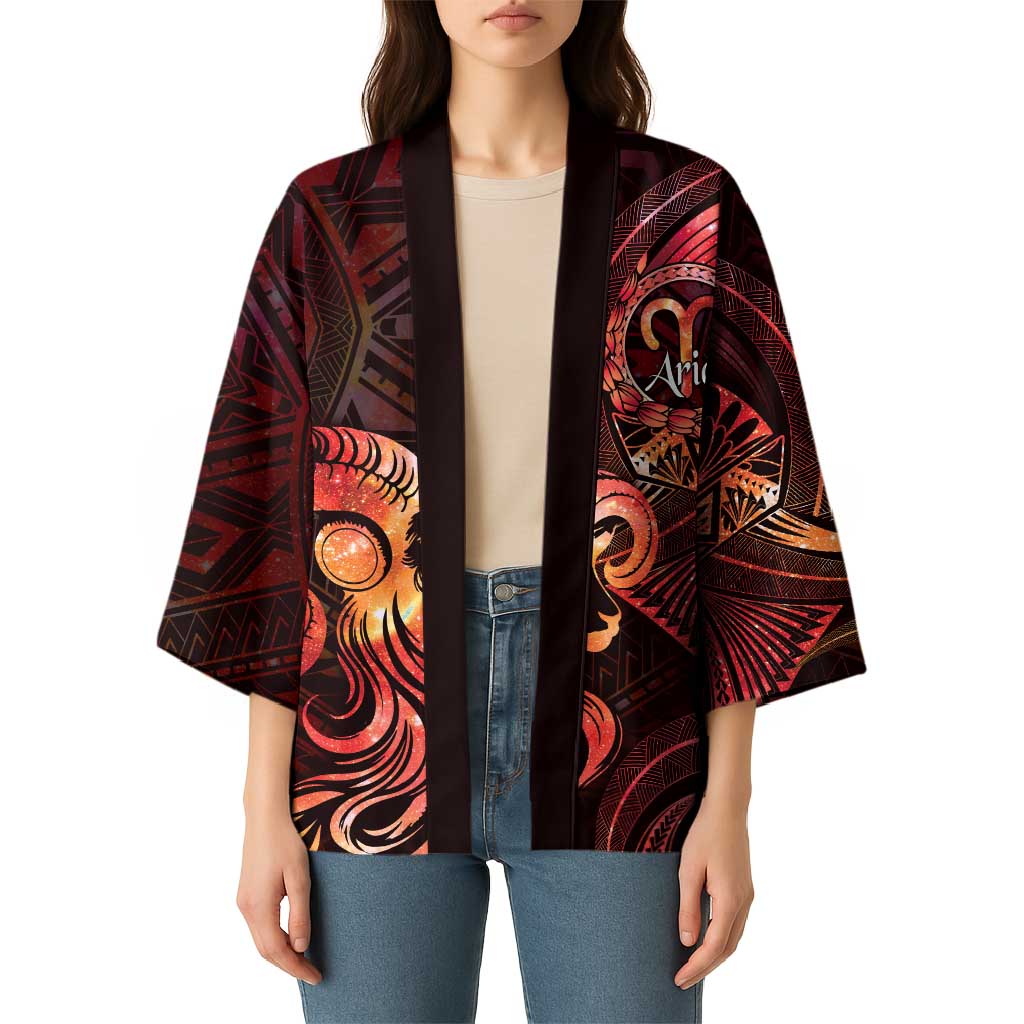 Personalised Polynesia Zodiac Aries Kimono Galaxy Polynesian Pattern Chest Tattoo Style