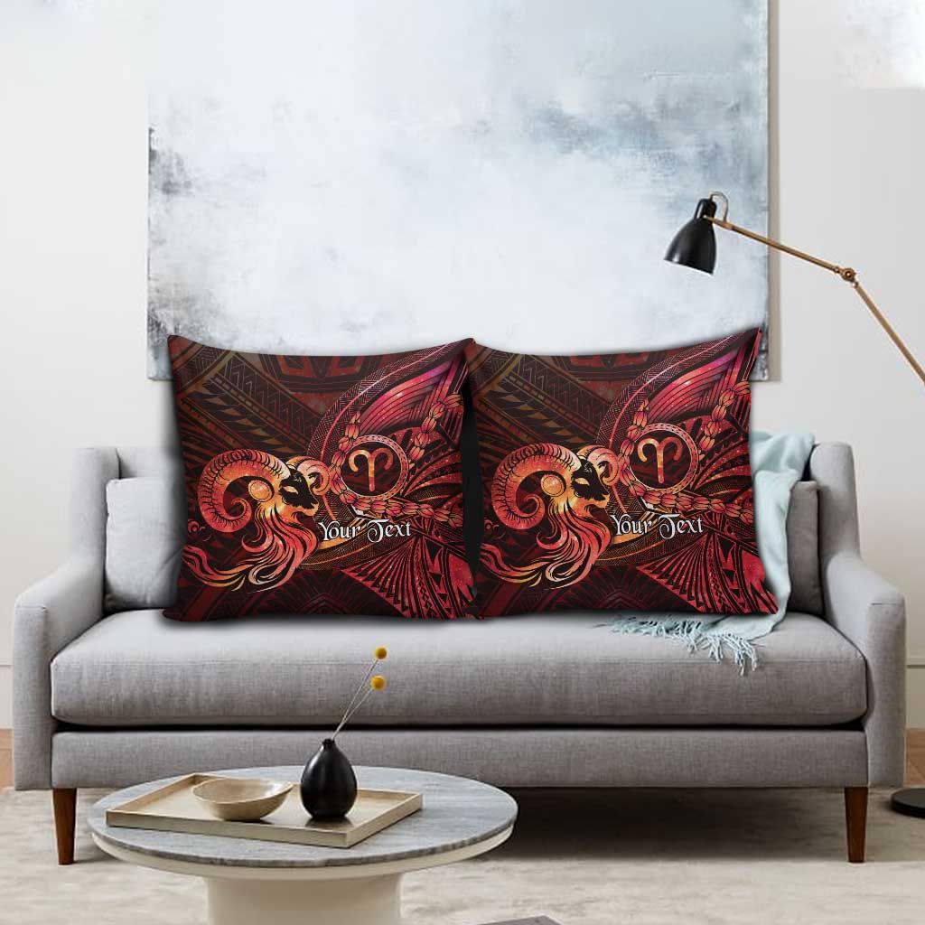 Personalised Polynesia Zodiac Aries Pillow Cover Galaxy Polynesian Pattern Chest Tattoo Style