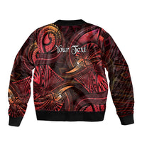 Personalised Polynesia Zodiac Aries Sleeve Zip Bomber Jacket Galaxy Polynesian Pattern Chest Tattoo Style LT14 - Polynesian Pride