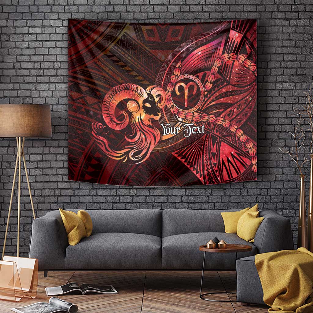 Personalised Polynesia Zodiac Aries Tapestry Galaxy Polynesian Pattern Chest Tattoo Style