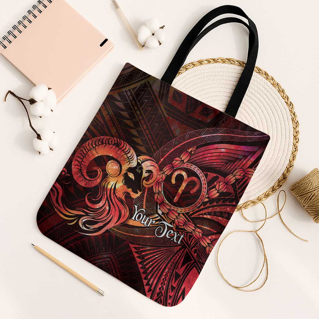Personalised Polynesia Zodiac Aries Tote Bag Galaxy Polynesian Pattern Chest Tattoo Style