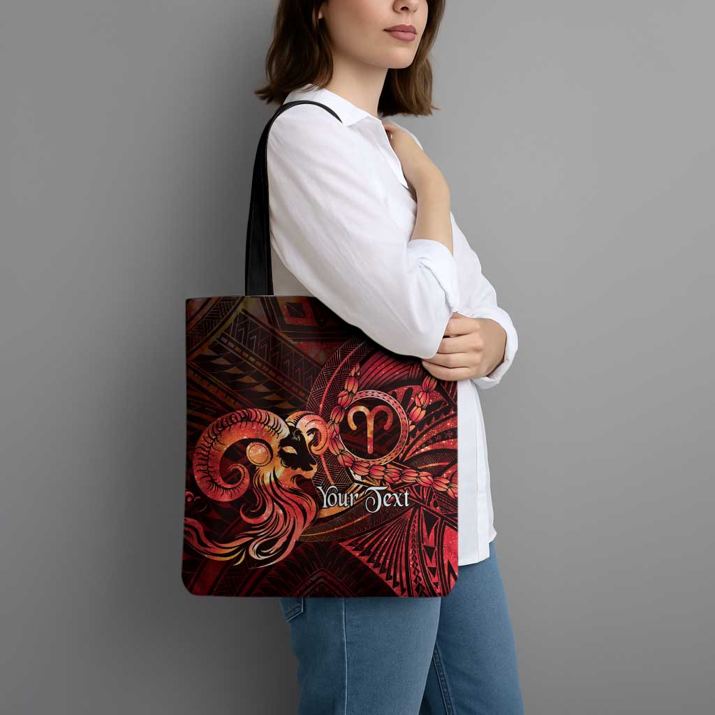 Personalised Polynesia Zodiac Aries Tote Bag Galaxy Polynesian Pattern Chest Tattoo Style