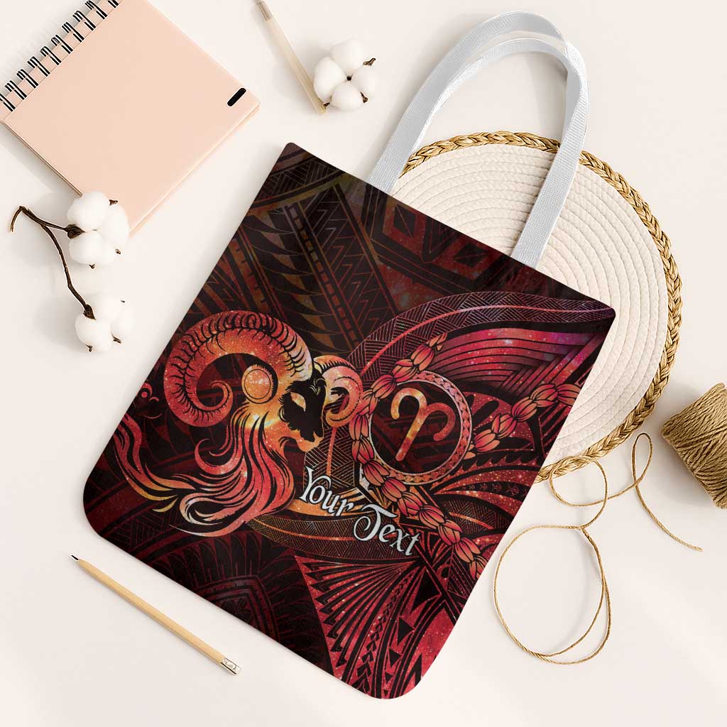 Personalised Polynesia Zodiac Aries Tote Bag Galaxy Polynesian Pattern Chest Tattoo Style