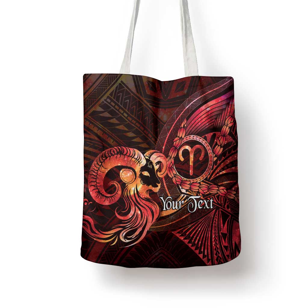 Personalised Polynesia Zodiac Aries Tote Bag Galaxy Polynesian Pattern Chest Tattoo Style