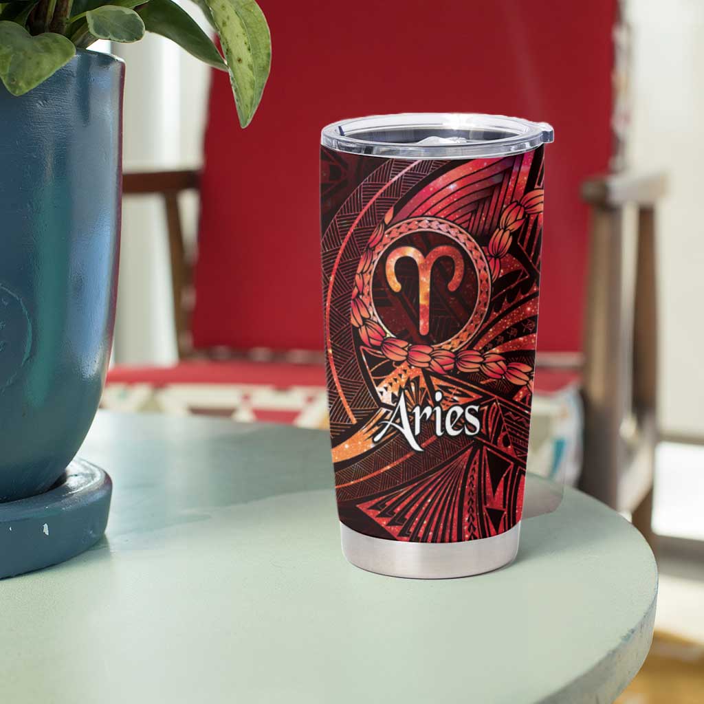 Personalised Polynesia Zodiac Aries Tumbler Cup Galaxy Polynesian Pattern Chest Tattoo Style LT14 - Polynesian Pride