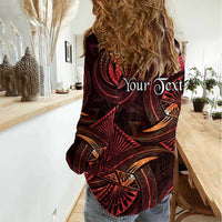 Personalised Polynesia Zodiac Aries Women Casual Shirt Galaxy Polynesian Pattern Chest Tattoo Style