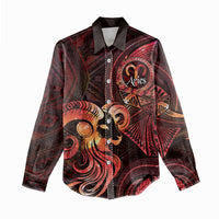 Personalised Polynesia Zodiac Aries Women Casual Shirt Galaxy Polynesian Pattern Chest Tattoo Style