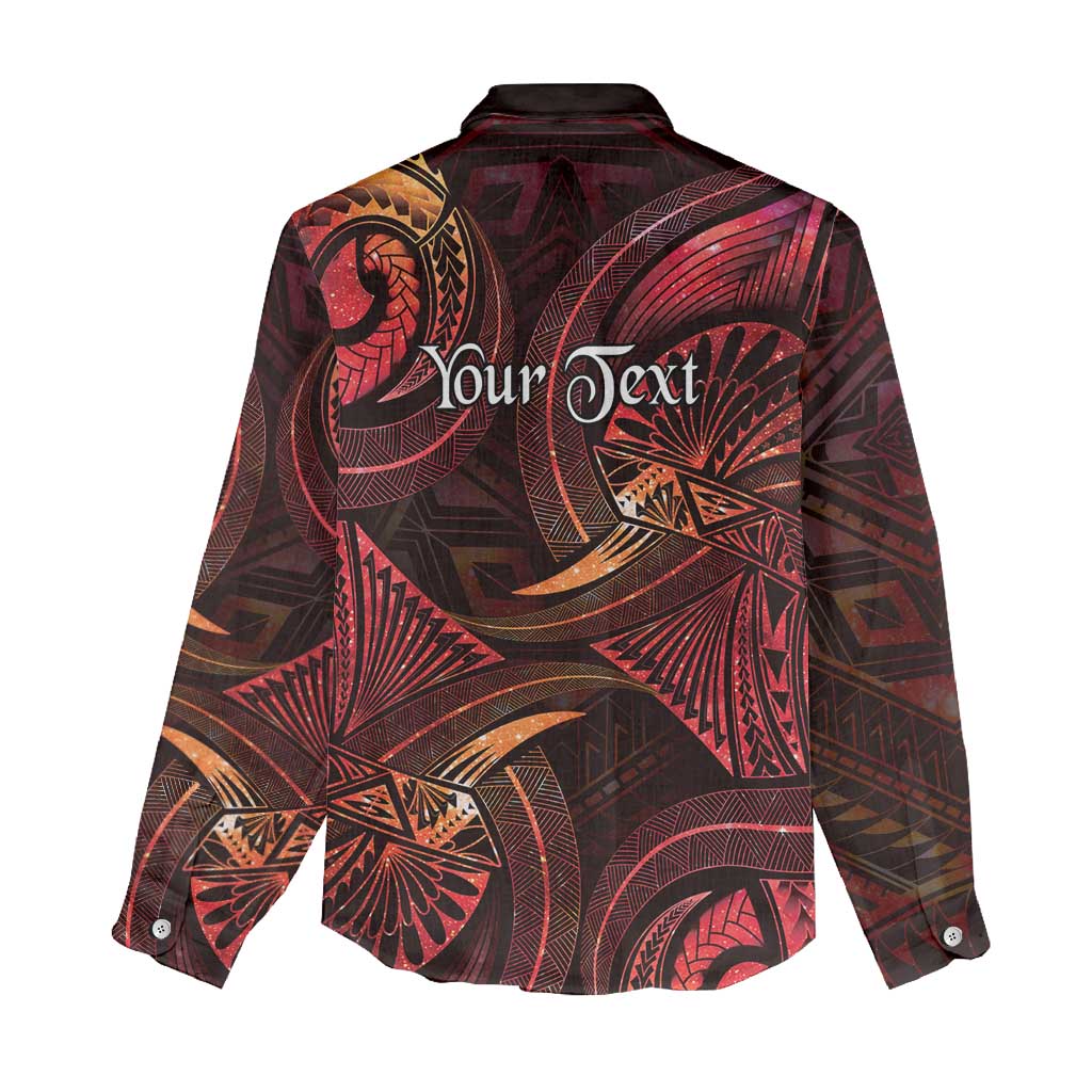 Personalised Polynesia Zodiac Aries Women Casual Shirt Galaxy Polynesian Pattern Chest Tattoo Style