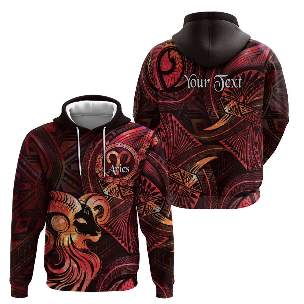Personalised Polynesia Zodiac Aries Zip Hoodie Galaxy Polynesian Pattern Chest Tattoo Style LT14 - Polynesian Pride