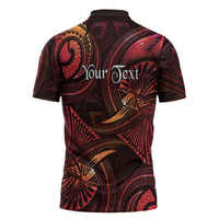 Personalised Polynesia Zodiac Aries Zipper Polo Shirt Galaxy Polynesian Pattern Chest Tattoo Style LT14 - Polynesian Pride